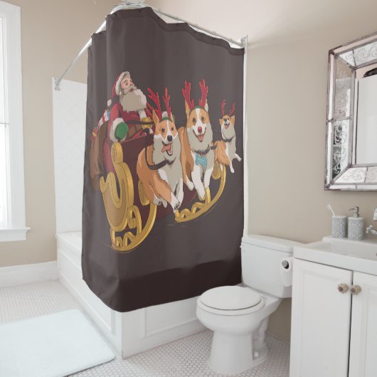 Rideaux De Douche Corgis de Noël (En situation)