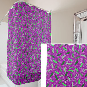 Rideaux De Douche Cornichons Violets Fantaisistes Colorés
