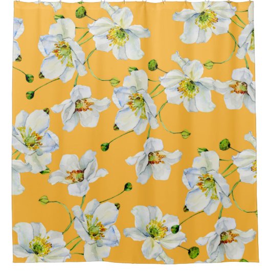 Rideaux De Douche Cosmos fleurs aquarelle illustration motif (Devant)