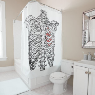 Rideaux De Douche Côtes Vintage & Anatomie du Cœur Halloween