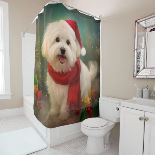 Rideaux De Douche Coton De Tulear Chien dans la neige Noël (En situation)