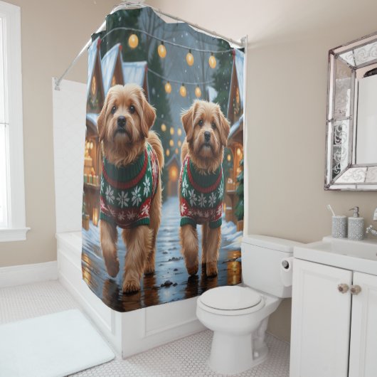 Rideaux De Douche Coton De Tulear Dogs Christmas Snow Holiday (En situation)
