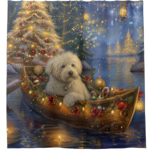 Rideaux De Douche Coton De Tulear Noël Festive Voyage