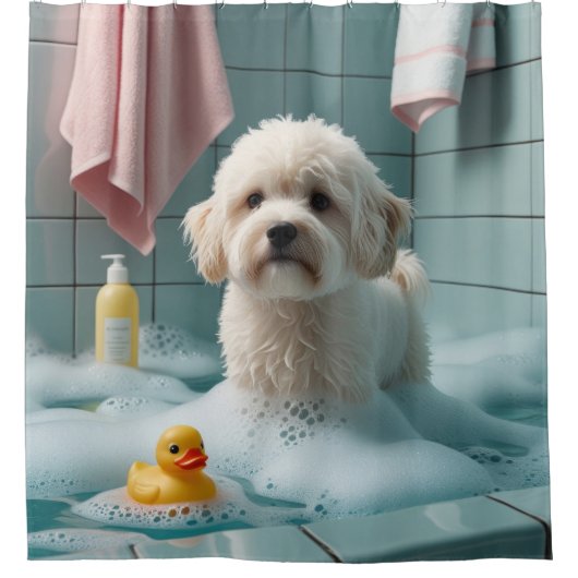 Rideaux De Douche Coton De Tulear Sloppy Sleepy Cute Funny (Devant)