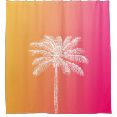 Rideaux De Douche Coucher de soleil de palmier blanc tropical (Devant)