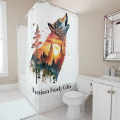 Rideaux De Douche Coucher de soleil double exposition loup hurlant p (En situation)