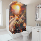 Rideaux De Douche Coucher de soleil du désert d'Imaginaire mignon (En situation)