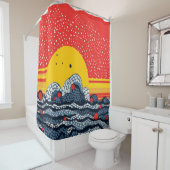 Rideaux De Douche Coucher de soleil mer rouge belle arène (En situation)