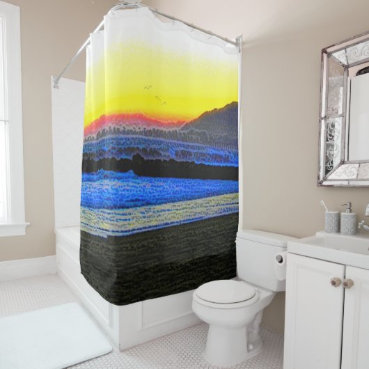 Rideaux De Douche Coucher de soleil mystique (En situation)
