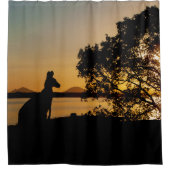 Rideaux De Douche Coucher de soleil noir et or Kangaroo Tree Photo A (Devant)