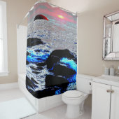 Rideaux De Douche Coucher de soleil sur la mer..... (En situation)