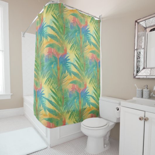 Rideaux De Douche Coucher de soleil tropical chaud (En situation)