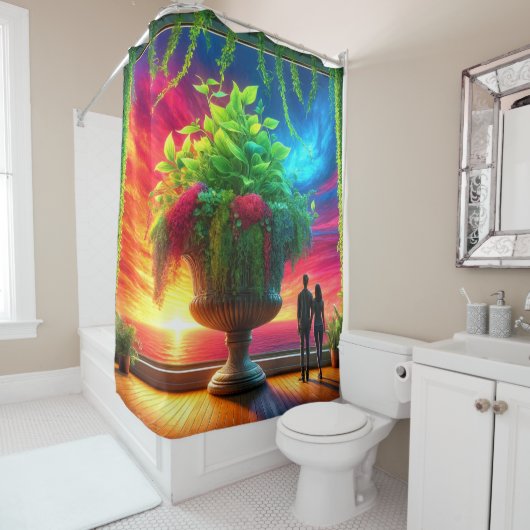 Rideaux De Douche Coucher du soleil (En situation)