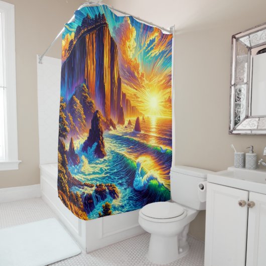 Rideaux De Douche Coucher du soleil (En situation)