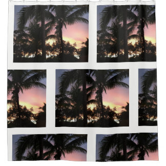 Rideaux De Douche Coucher du soleil de palmier