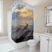 Rideaux De Douche Coucher du soleil de plage d'océan de mer de la (En situation)