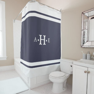 Rideaux De Douche Couleur blanche classique de coutume de monogramme