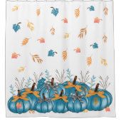 Rideaux De Douche Couleur Bleu Chute Citrouille Douche Blanche Ridea (Devant)