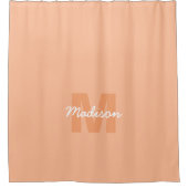 Rideaux De Douche Couleur de pêche de 2024 avec nom Monogramme perso (Devant)