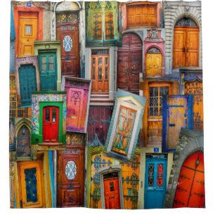 Rideaux De Douche Couleur du Motif de coloration de porte Vintage