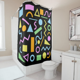 Rideaux De Douche Couleur du Motif de forme de style des années 80 s
