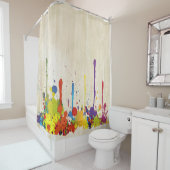 Rideaux De Douche COULEUR FUNNY SPLASHes II + votre backgr. & idées (En situation)