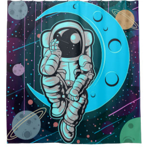 Rideaux De Douche couleur pleine astronaute