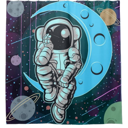 Rideaux De Douche couleur pleine astronaute (Devant)