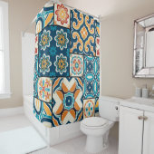 Rideaux De Douche Couleur traditionnelle portugaise ornée (En situation)