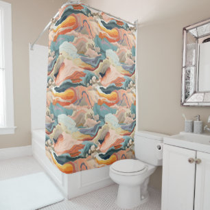 Rideaux De Douche Couleurs Automnales Cosy Art Digital Abstrait