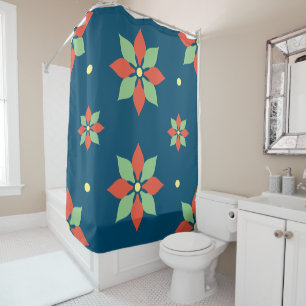 Rideaux De Douche Couleurs de bleu : Fleurs rouges de Sage