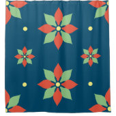 Rideaux De Douche Couleurs de bleu : Fleurs rouges de Sage (Devant)