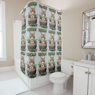 Rideaux De Douche Couleurs de la Terre Dessin Tabby