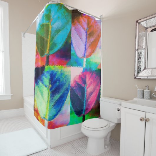 Rideaux De Douche Couleurs feuille (En situation)