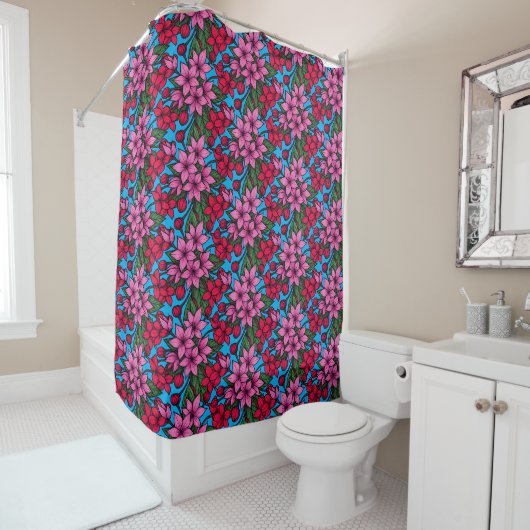 Rideaux De Douche Couleurs florales folles (En situation)