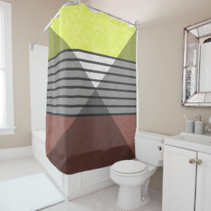 Rideaux De Douche couleurs modernes Abstraites brun jaune citron bla