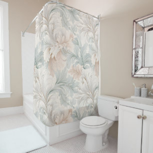 Rideaux De Douche Couleurs pastel délicats motifs floraux ornementau