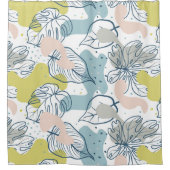 Rideaux De Douche Couleurs pastel Palm feuilles et formes organiques (Devant)