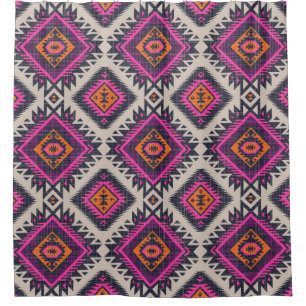 Rideaux De Douche Couleurs rétro, design Navajo tribal.