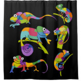 Rideaux De Douche Couleurs vives sur noir (Devant)