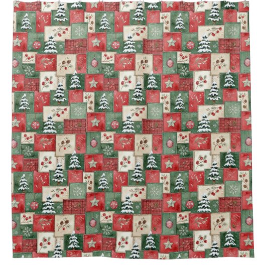 Rideaux De Douche Country patchwork christmas pattern (Devant)
