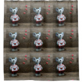 Rideaux De Douche Country Rustic Wood tendance Valentine Mouse Coeur (Devant)