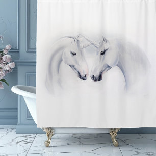 Rideaux De Douche Couple de licornes blanches élégantes Fantastique
