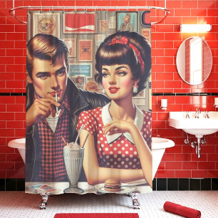 Rideaux De Douche Couple des années 1950