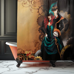 Rideaux De Douche Couple élégant steampunk victorien Romance