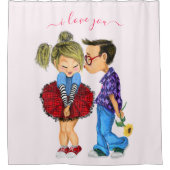 Rideaux De Douche Couple romantique mignon - Amour - Je t'aime - Bai (Devant)