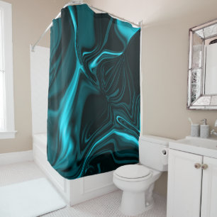 Rideaux De Douche Courbes dans bleue turquoise, ciel profond ou cyan