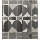 Rideaux De Douche Courbes géométriques modernes en gris et blanc (Devant)