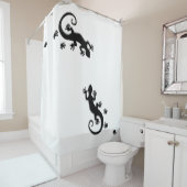 Rideaux De Douche Courir Gecko noir + votre arrière - plan & idées (En situation)