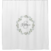 Rideaux De Douche Couronne botanique de verdure sage avec monogramme (Devant)